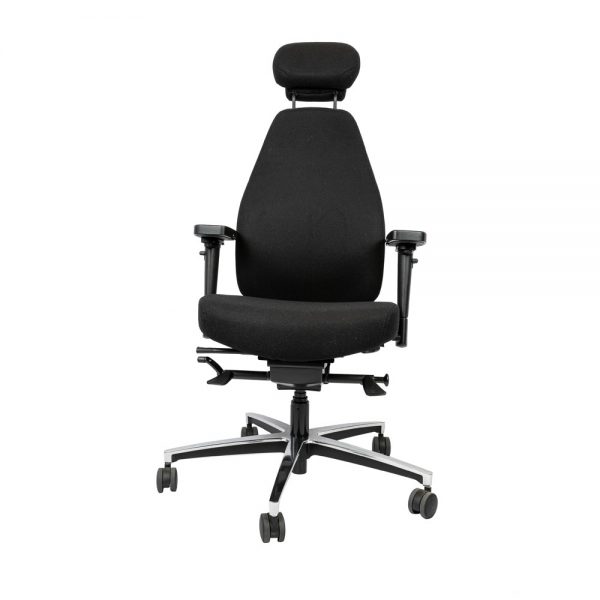 Vooraanzicht van de Ergo-500 zwarte ergonomische bureaustoel